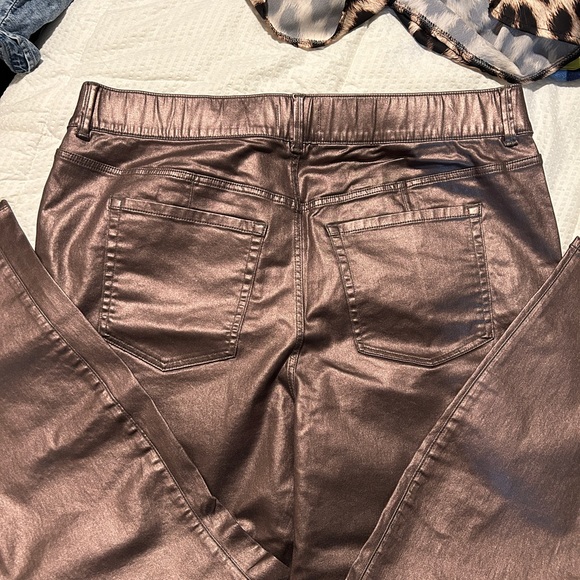 Pull on high rise coated metallic jeggings - Picture 2 of 6